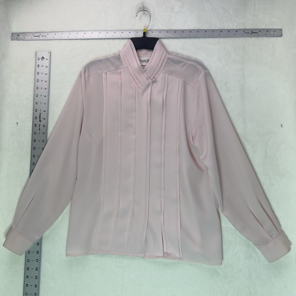 VTG Claudia Richard L Button Up Pleated Blush Pink top 80’s 90’s Y2K Office
